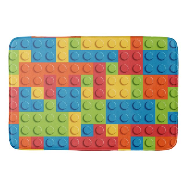 Colorful bricks kids pattern badematte (Vorderseite)