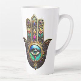 Colorful Brown Gold Hamsa Rainbow Color Third Eye Milchtasse