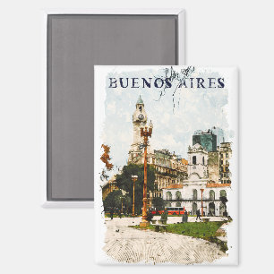 Colorful Buenos Aires Argentinien Skyline Magnet