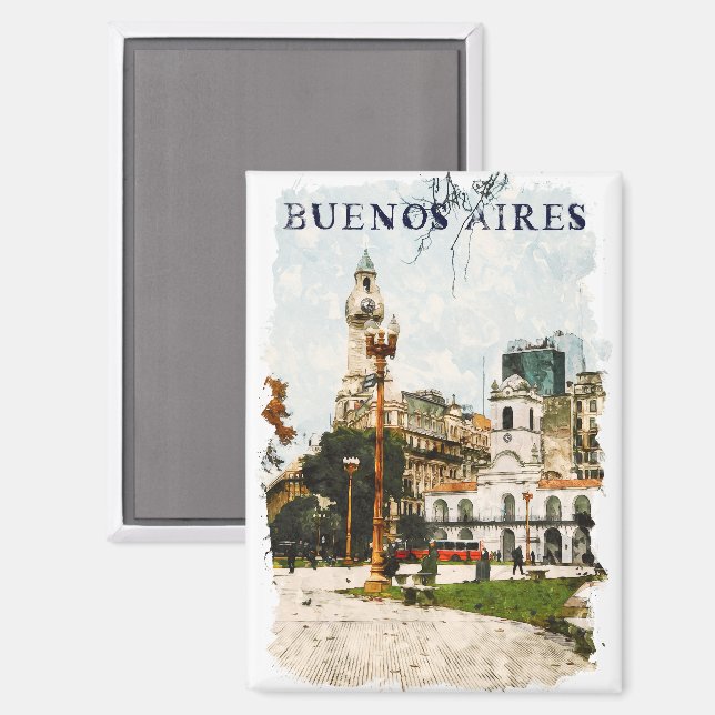 Colorful Buenos Aires Argentinien Skyline Magnet (Vorderseite/Rückseite)