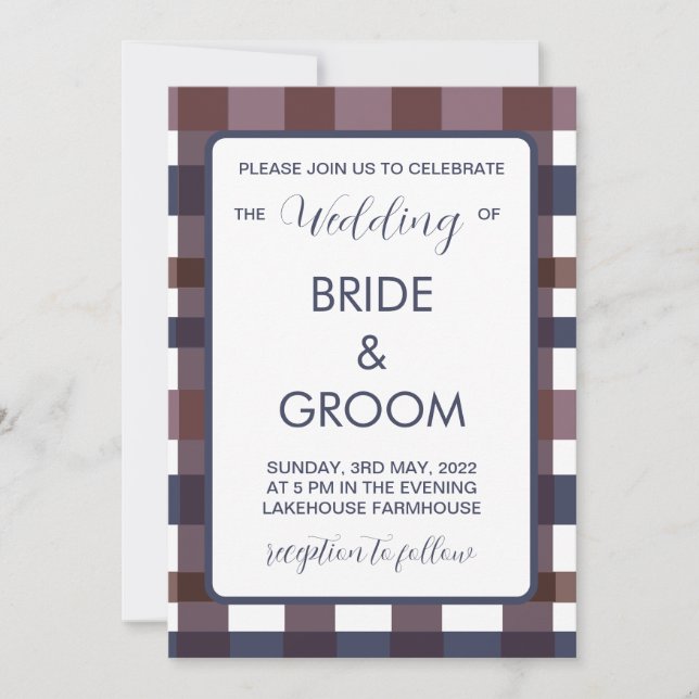 Colorful Buffalo Kariert Country Lumberjack Hochze Einladung (Vorderseite)