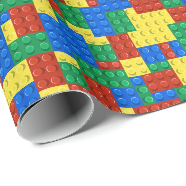 Colorful Building Brick Toy Block Pattern Geschenkpapier (Rolleneckpunkt)
