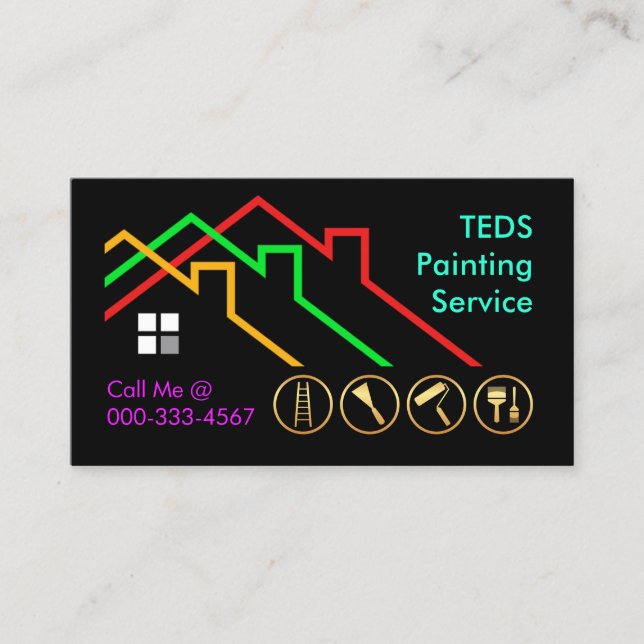 Colorful Building Rooftop Paints Painting Visitenkarte (Vorderseite)