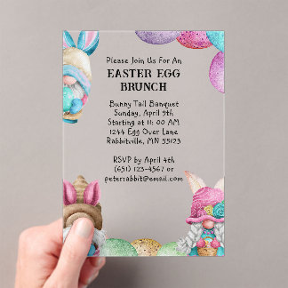 Colorful Bunny Gnomes & Eggs Easter Brunch Acryleinladungen