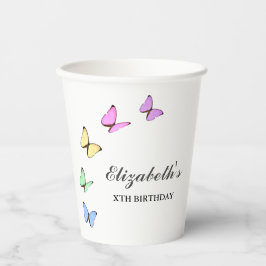 Colorful Butterflies Birthday Pappbecher