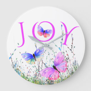 Colorful Butterflies Flying in Nature - Joy Clock Große Wanduhr
