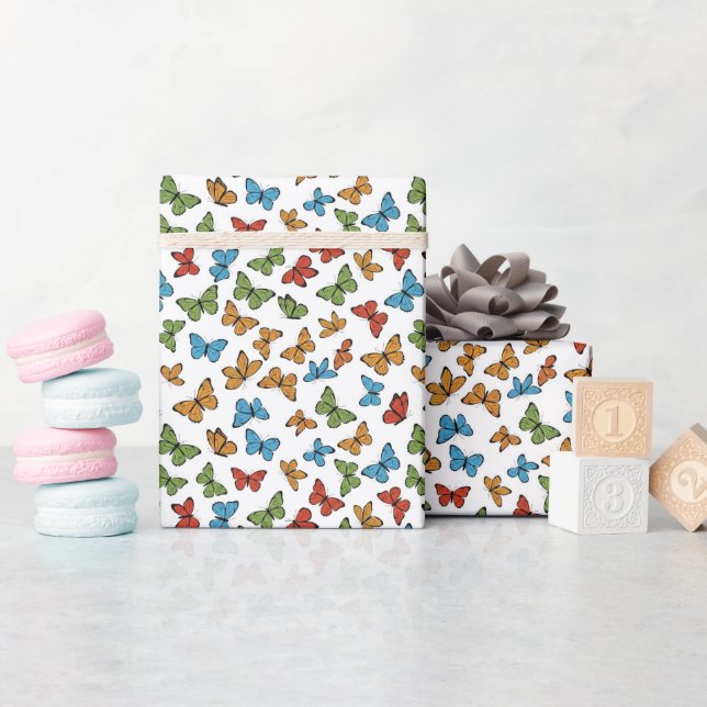 Colorful Butterflies Geschenkpapier (Babyparty)
