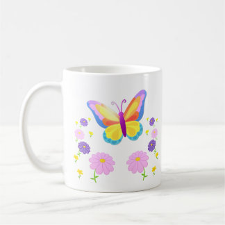 Colorful Butterfly and Flowers Mug Kaffeetasse