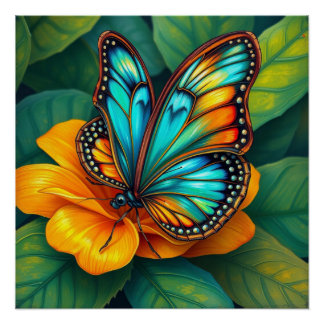 colorful butterfly art poster