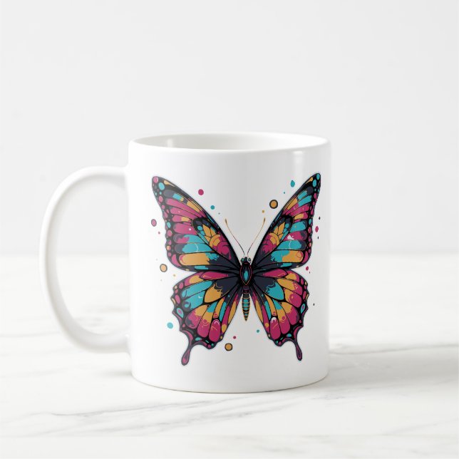 Colorful Butterfly Illustration Kaffeetasse (Links)