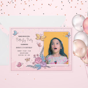 Colorful butterfly party birthday invitation  mitteilungskarte