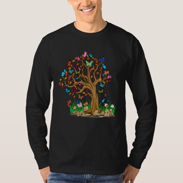 Colorful Butterfly Tree T-Shirt (Vorderseite)