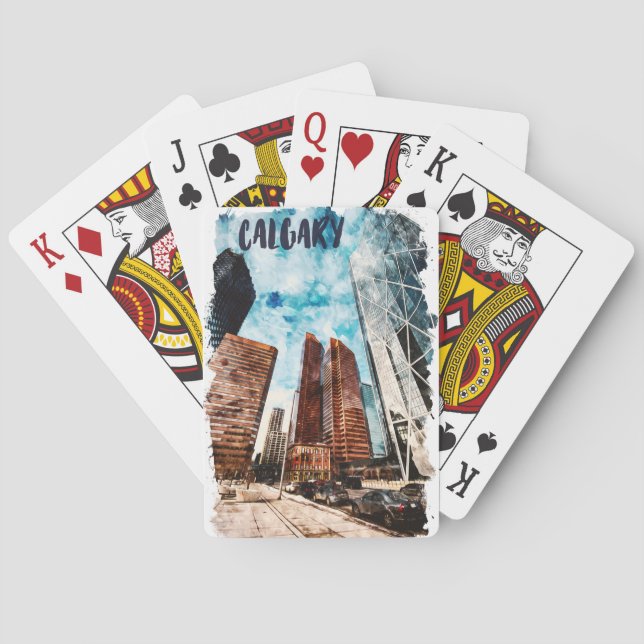 Colorful Calgary Alberta Cityscape Spielkarten (Rückseite)