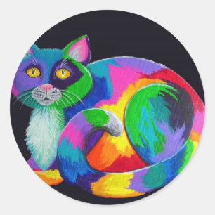 Colorful Calico Runder Aufkleber