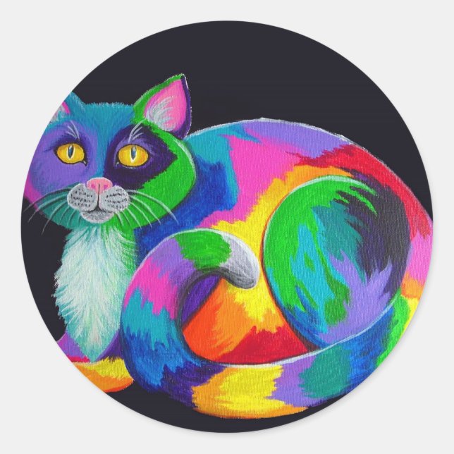 Colorful Calico Runder Aufkleber (Vorderseite)
