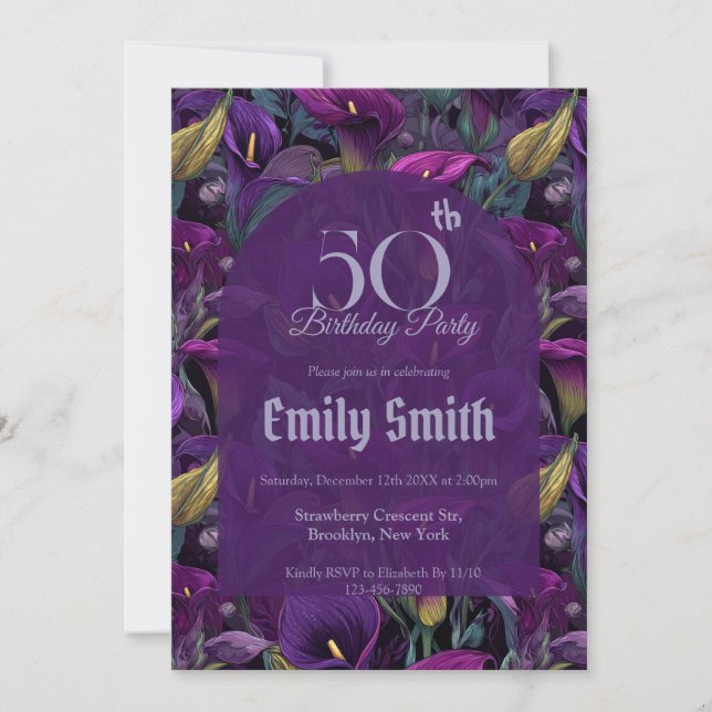 Colorful Call Lilies Fantasy 20Th Birthday Einladung (Vorderseite)