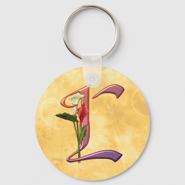 Colorful Calla Initial L Schlüsselanhänger (Vorderseite)