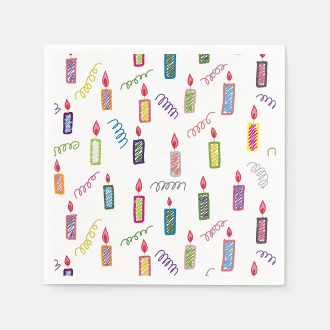 Colorful Candles Happy Birthday Napkins Serviette (Vorderseite)