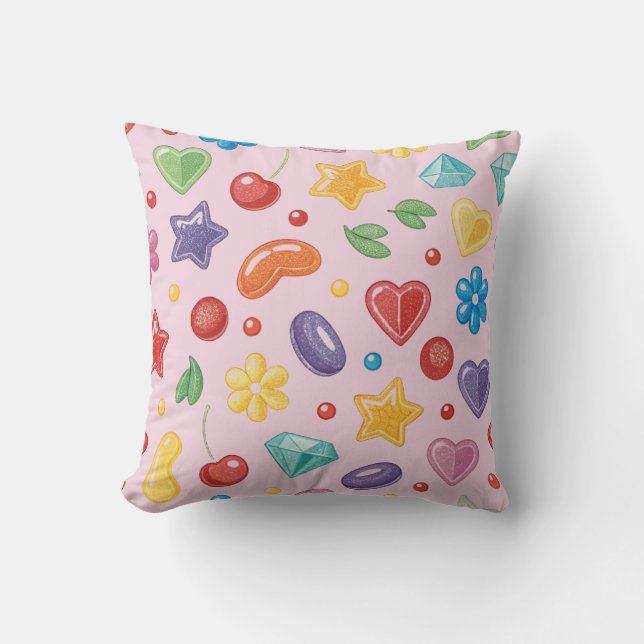 "Colorful Candy Star Throw Kissen (Vorderseite)