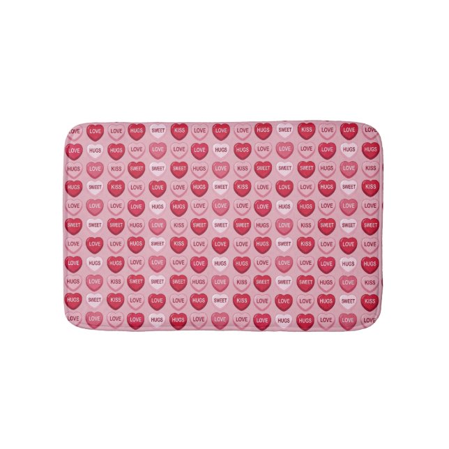 colorful candy Valentine's day heart pattern Badematte (Vorderseite)
