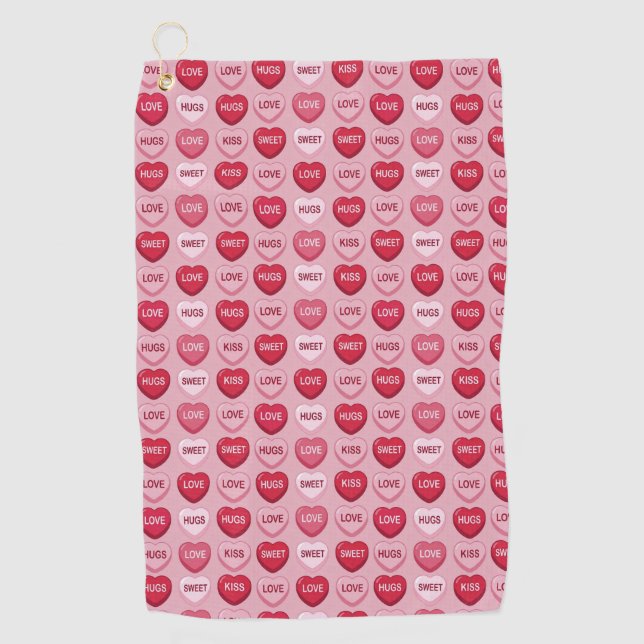 colorful candy Valentine's day heart pattern Golfhandtuch (Vorderseite)