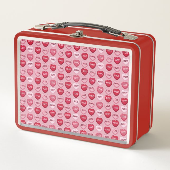 colorful candy Valentine's day heart pattern Metall Brotdose (Vorderseite)