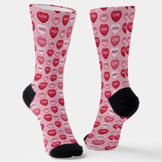 colorful candy Valentine's day heart pattern Socken (Gewinkelt)
