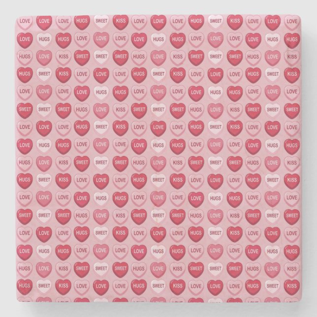 colorful candy Valentine's day heart pattern Steinuntersetzer (Vorderseite)