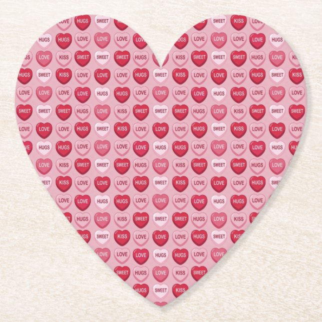 colorful candy Valentine's day heart pattern Untersetzer (Vorderseite)