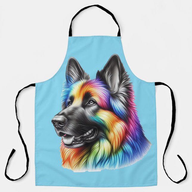 Colorful Canine Chef Artistic Rainbow Dog  Schürze (Vorderseite)
