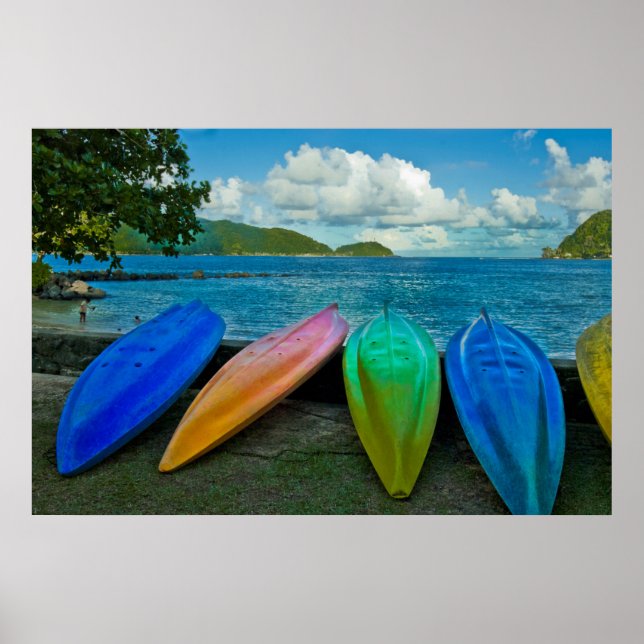 Colorful Canoes on The Beach in Pago Pago Poster (Vorne)