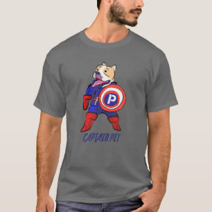 Colorful Captain Pitbull Funny Pittie Puppy Pet Lo T-Shirt