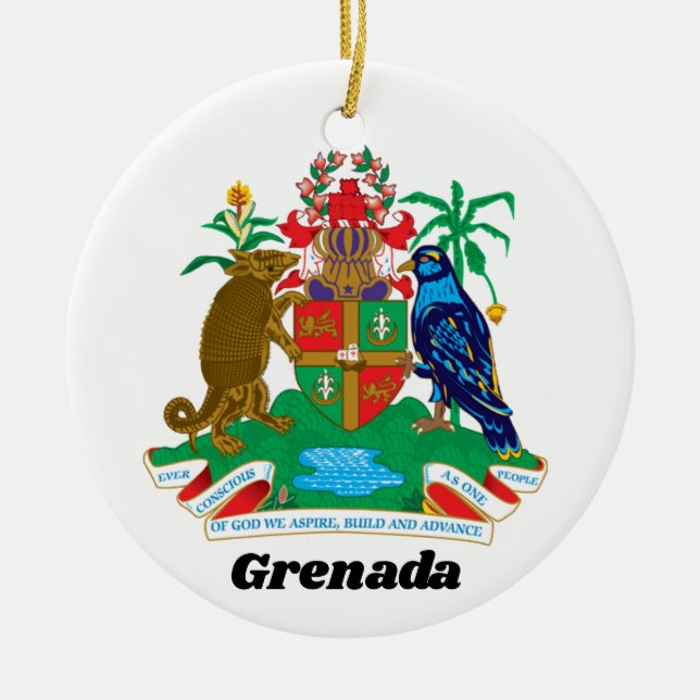 Colorful Caribbean Coat Arms Island Grenada Keramik Ornament (Vorne)