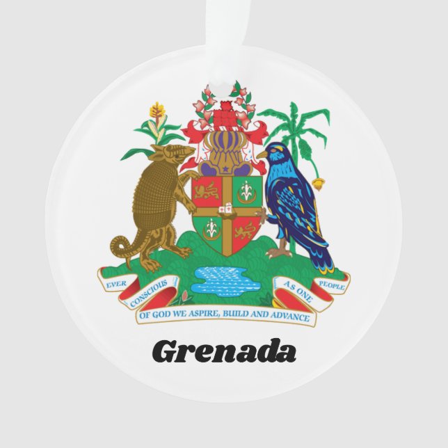 Colorful Caribbean Coat Arms Island Grenada Ornament (Vorderseite)