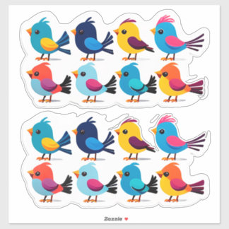 Colorful Cartoon Bird Sticker Set