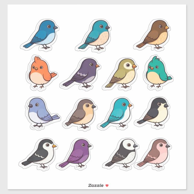 Colorful Cartoon Bird Sticker Set (Blatt)
