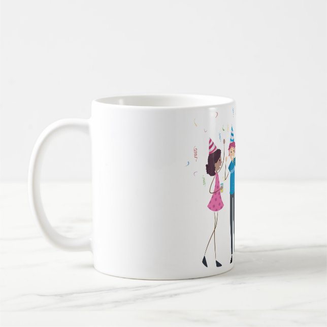 Colorful Cartoon Kids Party Celebration Kaffeetasse (Links)