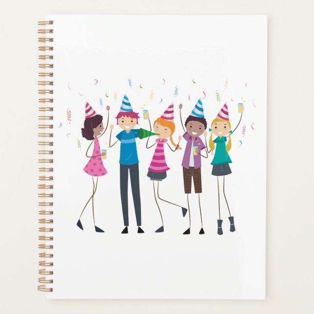 Colorful Cartoon Kids Party Celebration Planer (Vorderseite)