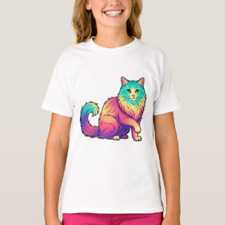 Colorful cat Long Hair cat Lover T-Shirt