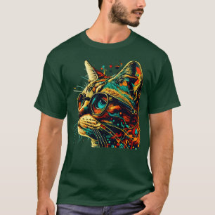 Colorful Cat Thinking Cat Kitten Lover T-Shirt