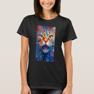 Colorful Cat with Yellow Eye Cat Graphic Cat Cat T-Shirt