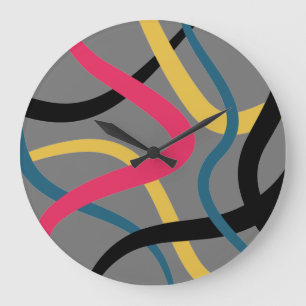 Colorful, chaotic, bold vibrant modern graphic art große wanduhr