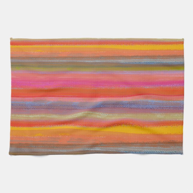 Colorful Charcoal Boho Stripes Geschirrtuch (Horizontal)