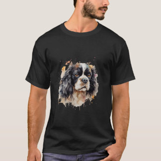 Colorful Chavalier King Charles Spaniel Watercolor T-Shirt