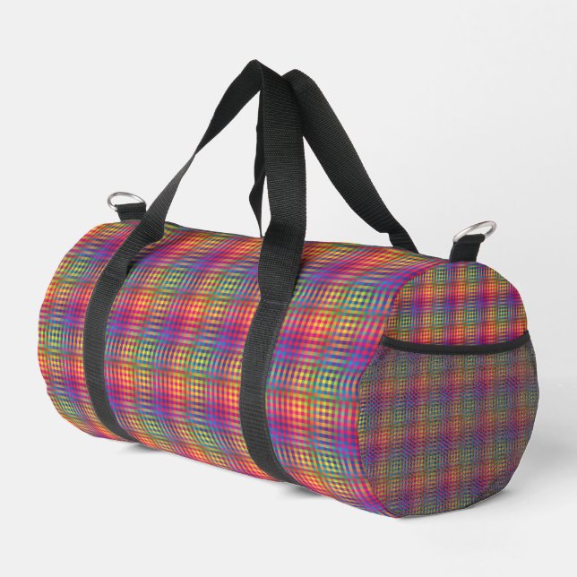 Colorful Checker Abstract Pattern Small Duffle Bag (Rechte Ecke)
