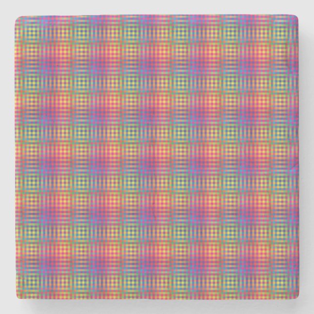 Colorful Checker Abstract Pattern Steinuntersetzer (Vorderseite)
