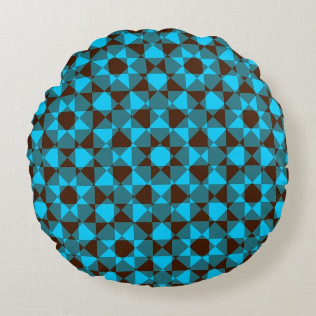 Colorful Checker Diamond Plaid Pattern Rundes Kissen (Vorderseite)