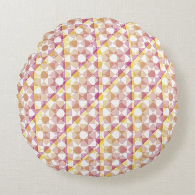 Colorful Checker Diamond Plaid Pattern Rundes Kissen (Vorderseite)