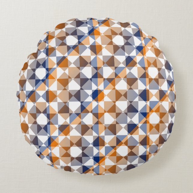 Colorful Checker Diamond Plaid Pattern Rundes Kissen (Vorderseite)
