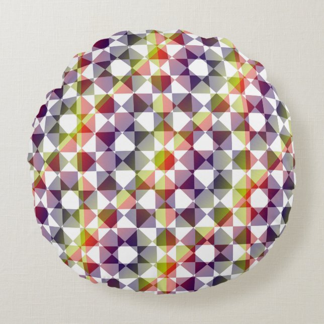 Colorful Checker Diamond Plaid Pattern Rundes Kissen (Vorderseite)